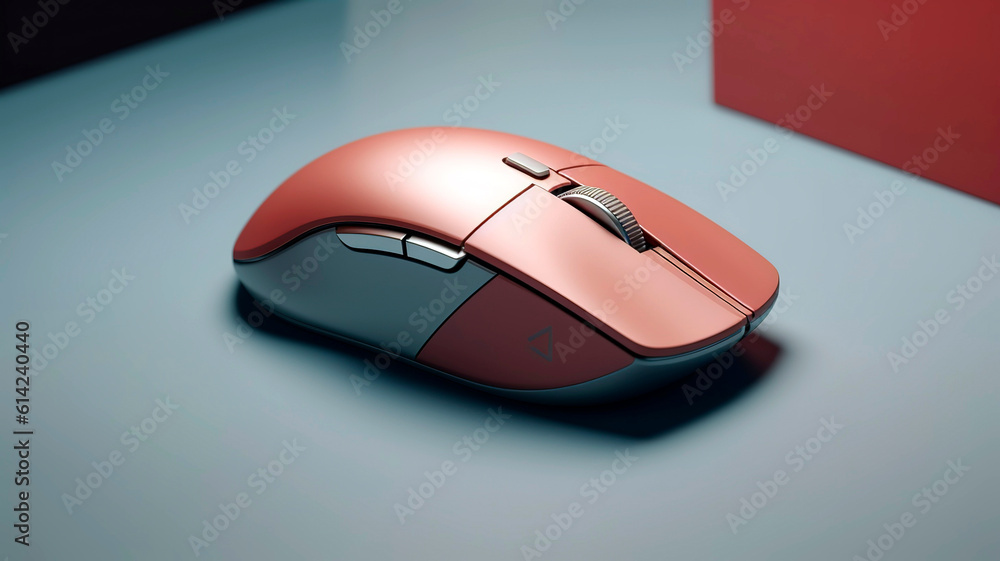 Modern wireless computer mouse stands out against a simple backdrop. Modern wireless computer mouse stands out against a simple backdrop.