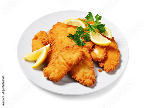 Wiener schnitzel isolated on transparent or white background, png photo