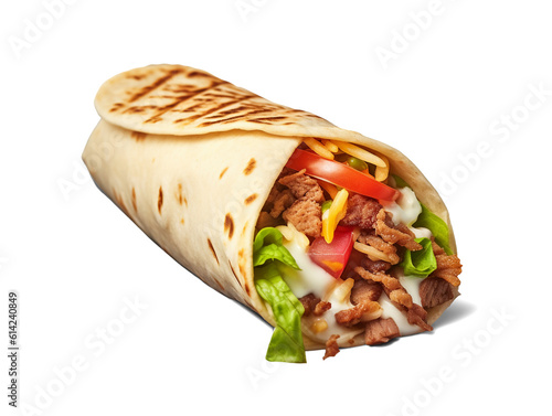 Shawarma sandwich isolated on transparent or white background, png