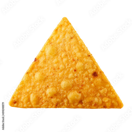 Single nacho chip isolated on transparent or white background, png
