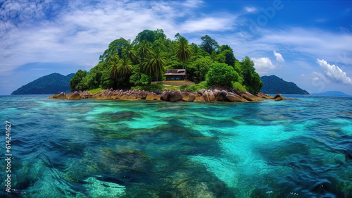 Tioman Island is located on the east coast of Malaysia. Generative Ai © hassanmim2021