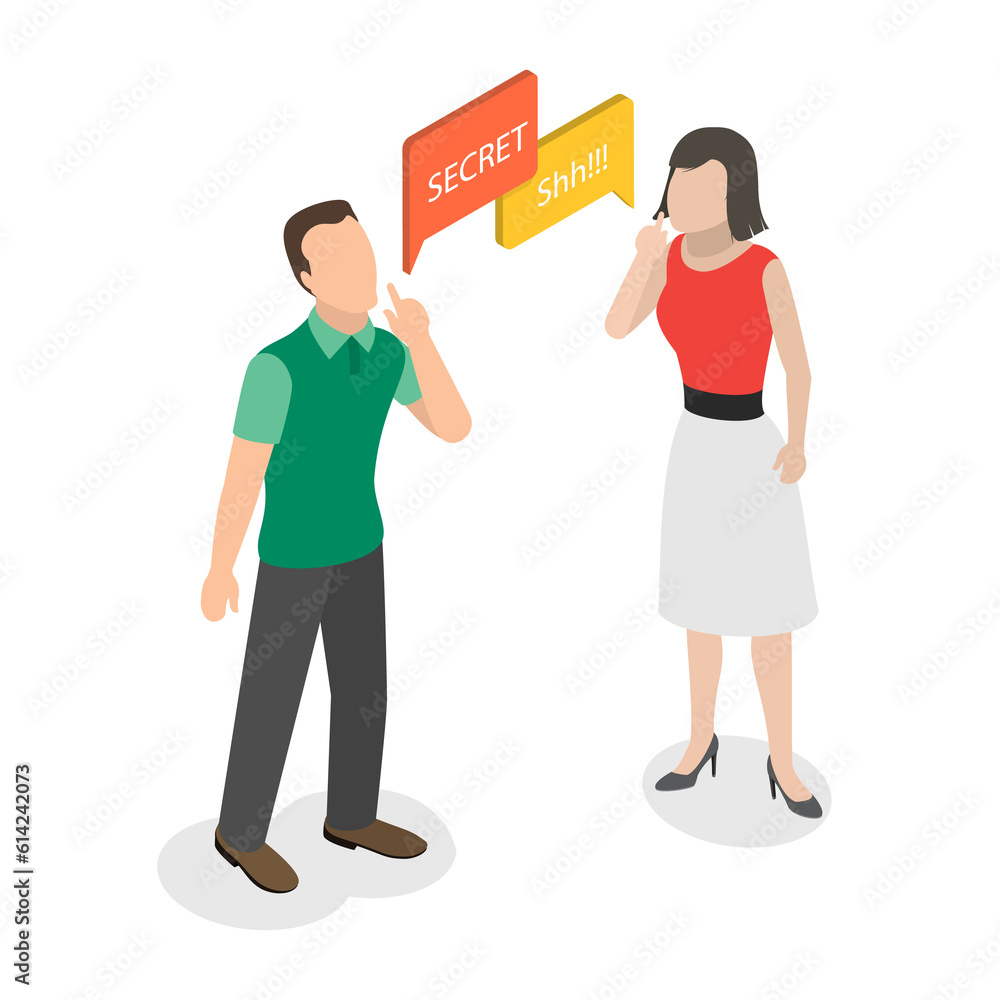 Obraz premium 3D Isometric Flat Conceptual Illustration of Secret