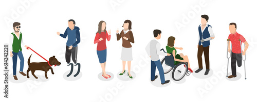 Wallpaper Mural 3D Isometric Flat  Conceptual Illustration of People with Different Types Of Disabilities Torontodigital.ca
