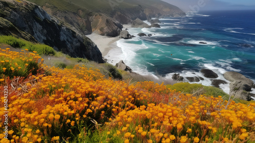 Beautiful Coastline in Big Sur,California. Generative Ai