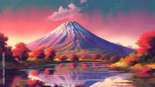 Mount Fuji, Chureito Pagoda in Autumn. Generative Ai © hassanmim2021