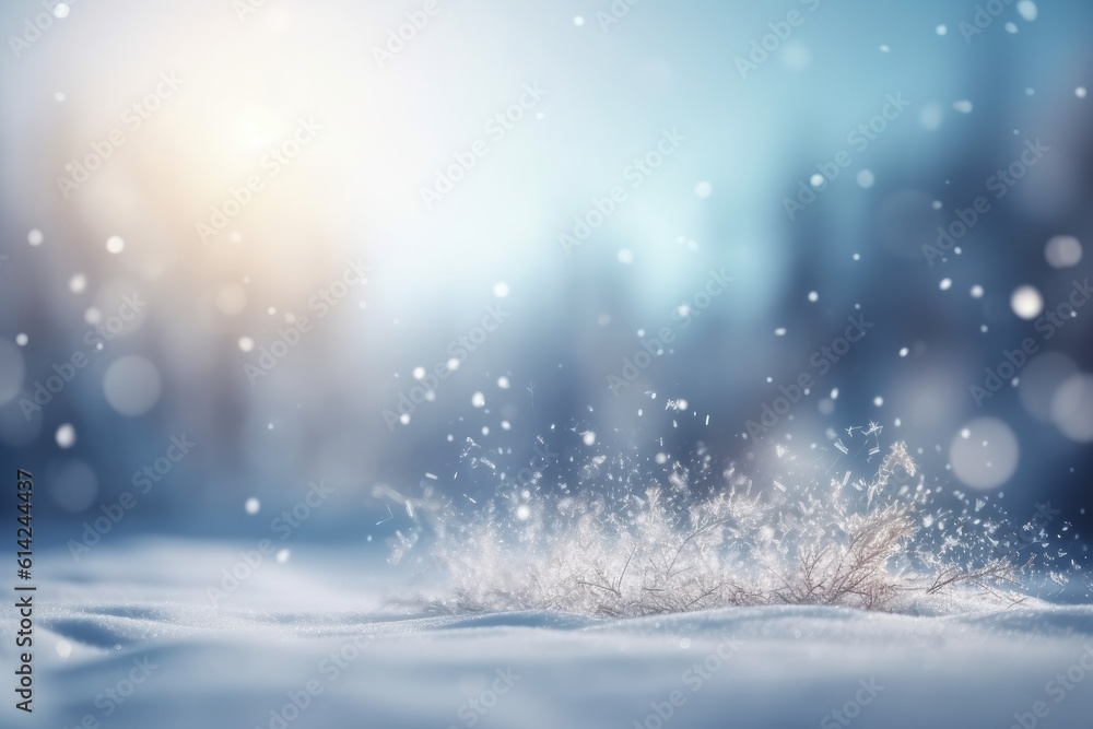Beautiful winter snow background with snowdrifts, with beautiful light and snow flakes on the blue sky. Ai generative. Beautiful winter snow background with snowdrifts, with beautiful light and snow flakes on the blue sky. Ai generative.