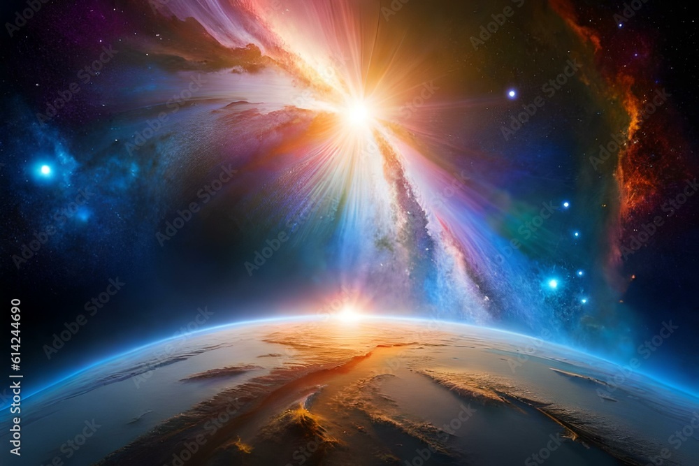 Obraz premium Star night cosmos. Universe science astronomy. Supernova background wallpaper 06. Generative AI