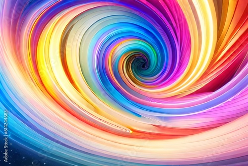 Iridescent sparkle rainbow fairy dust spiral swirl. Magical fantasy background wallpaper 03. Generative AI