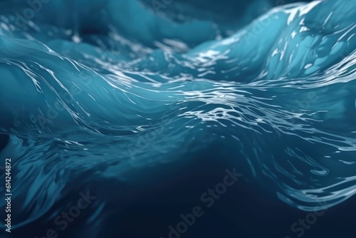 Beautiful background water texture image of natural transparent water of a bluish tint with small chaotic waves on the surface. Ai generative.