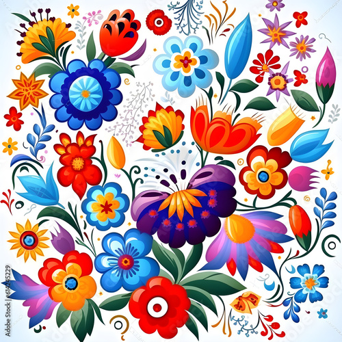 Colorful flowers background Ukrainian style