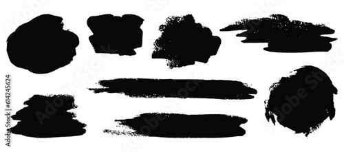 Abstract vector paint set. Isolated grunge elements for paper design. Ink paint brush stains or spots on white background