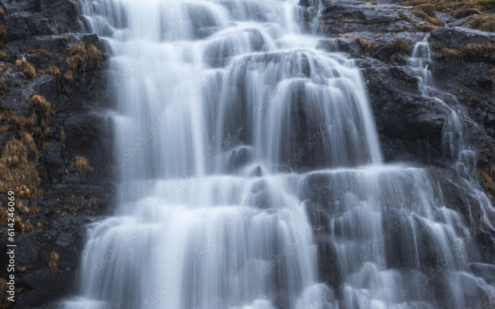 Long exposure waterfall, misty water Long exposure waterfall, misty water