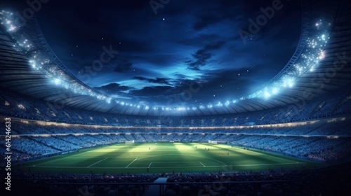 Football stadium at night. Illustration AI Generative. © yganko