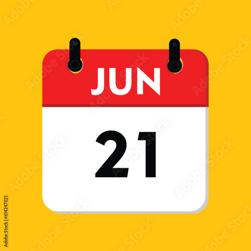 calender icon, 21 june icon with yellow background