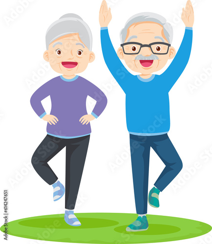 senior couple doing exercise sports.elderly people training together