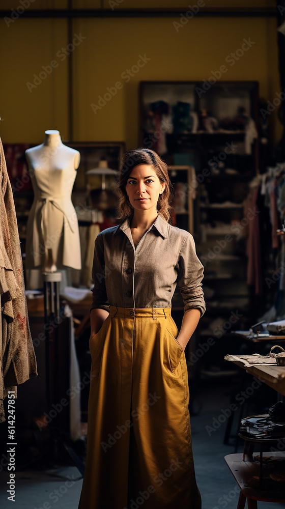 Generative AI. Portrait of a female couturier designer in the fashion industry Generative AI. Portrait of a female couturier designer in the fashion industry