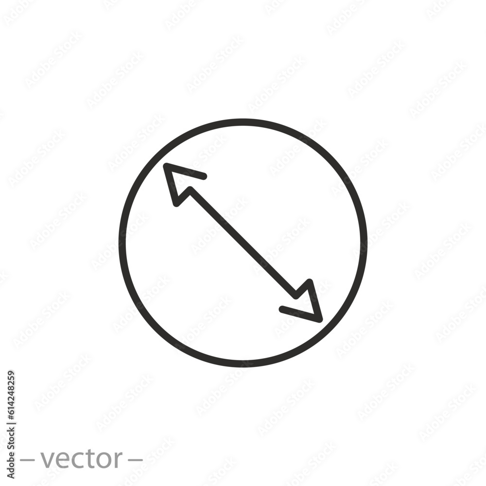 circle diameter icon, circumference size, line symbol on white background - editable stroke vector illustration eps10 circle diameter icon, circumference size, line symbol on white background - editable stroke vector illustration eps10