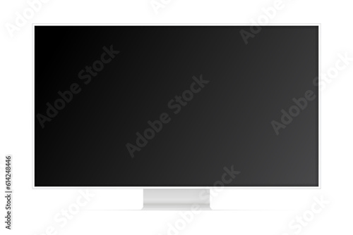 4K TV flat screen lcd or oled, plasma, realistic illustration. blank monitor mockup. wide flatscreen monitor