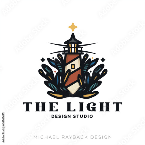 Hand drawn floral logo, hand drawn logo, lighthouse logo, floral lighhouse, minimal lighthouse, light logo, building logo