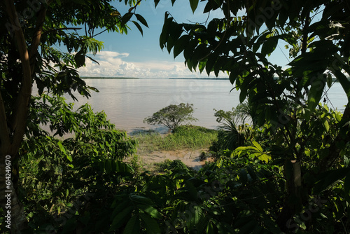 Puerto Narino village rural   Colombia Tropical Landscape Skyline Amazon River Shore photo