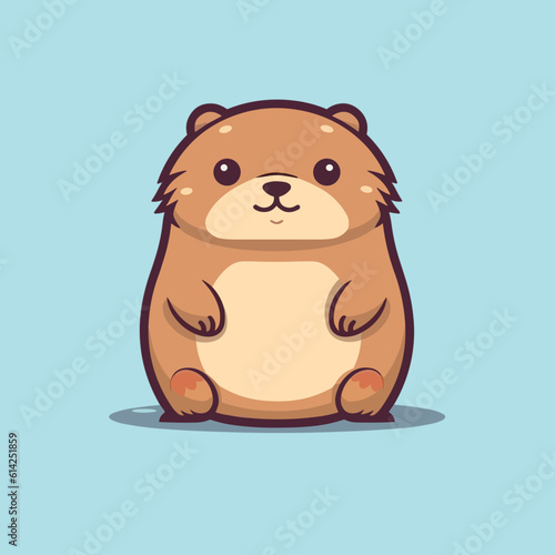 Cute little cartoon kawaii anime character beaver. Pet Animal. Flat vector illustration clipart for children. Minimalistic design for sublimation printing on T shirts. Print