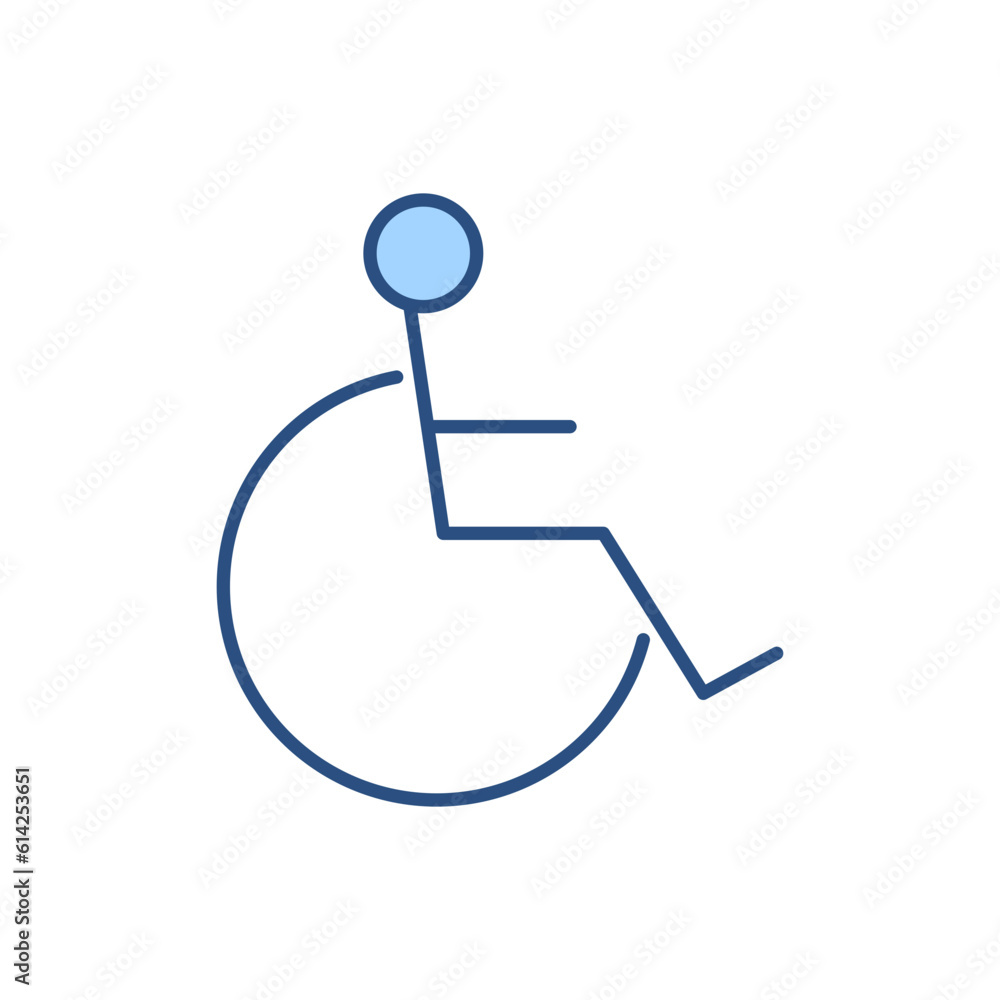 Disabled related vector line icon. Disabled person in wheelchair linear icon. Service for people with disabilities. Handicap. Isolated on white background. Vector illustration. Editable stroke Disabled related vector line icon. Disabled person in wheelchair linear icon. Service for people with disabilities. Handicap. Isolated on white background. Vector illustration. Editable stroke
