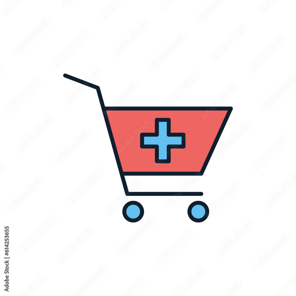 Drugstore Shopping related vector line icon. Isolated on white background. Vector illustration. Editable stroke Drugstore Shopping related vector line icon. Isolated on white background. Vector illustration. Editable stroke