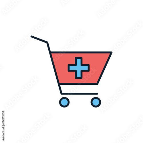 Drugstore Shopping related vector line icon. Isolated on white background. Vector illustration. Editable stroke