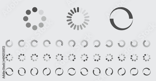 Circular Loading Buffering Icons Vector Set Video Ready for Animation Gif All Keyframes Frames Bufring Circle Waiting for Connection Buffer Preloader Download Symbol Easy Replace Color