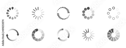 Download sign set. Load icons set. Load system. Data load. Loading bar. Froze computer. Vector stock illustration. Vector illustration. Vector illustration