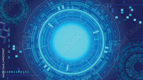 Abstract futuristic blue gear cyber space background