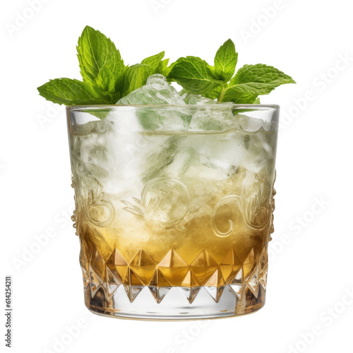 Mint Julep cocktail isolated on transparent background. Generative AI photo