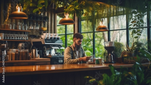 Barista portrait. Created with generative Ai technology.
