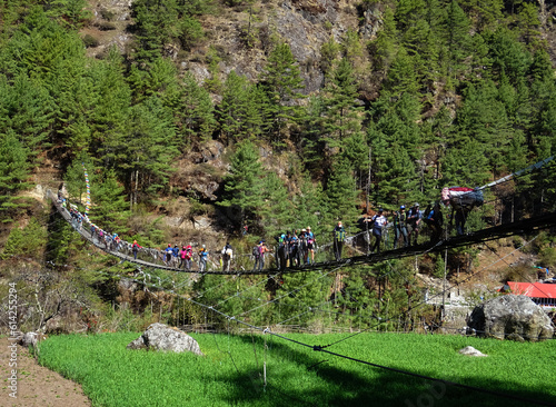 suspension bridge with many people