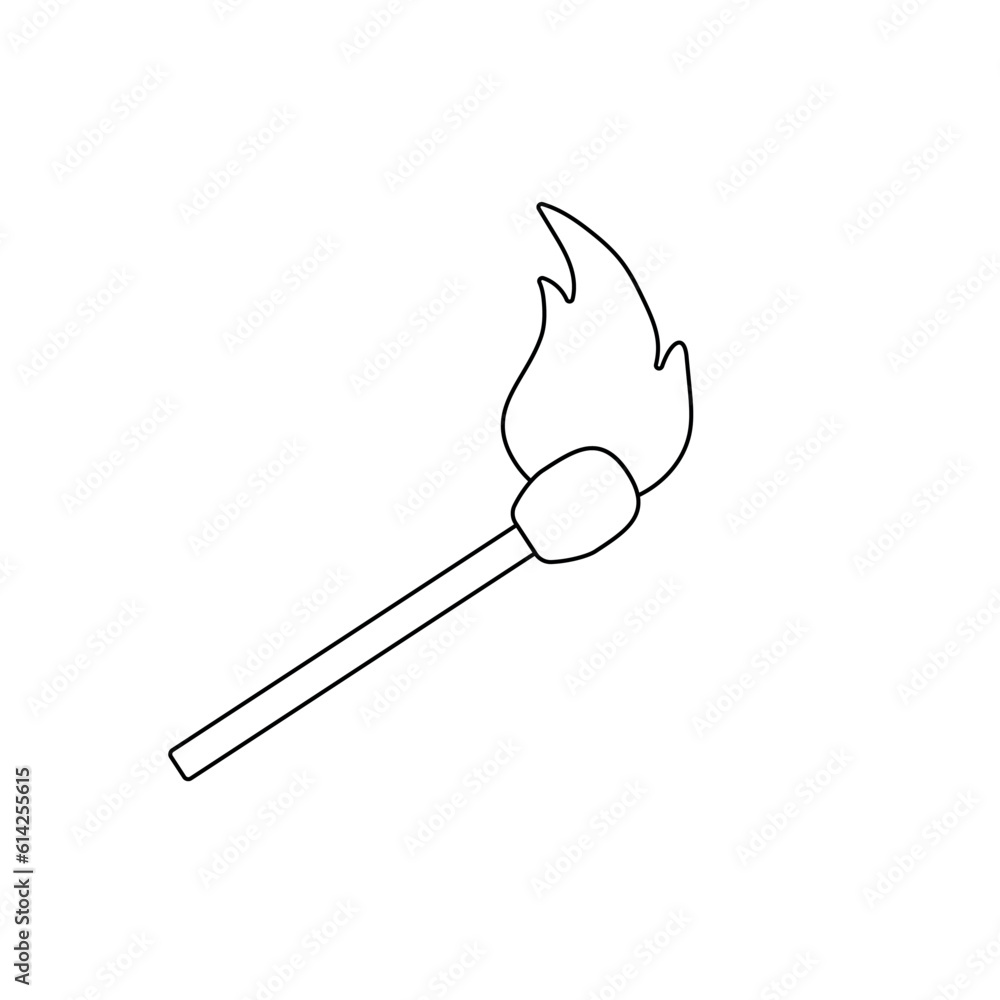 Burning match stick silhouette icon on white background. Danger symbol. Vector illustration. Burning match stick silhouette icon on white background. Danger symbol. Vector illustration.