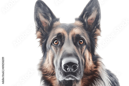 Close-Up of a German Shepherd on Transparent Background. AI