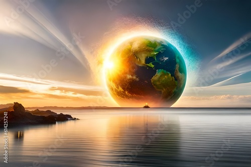 sunrise over the ocean © AI Creative World