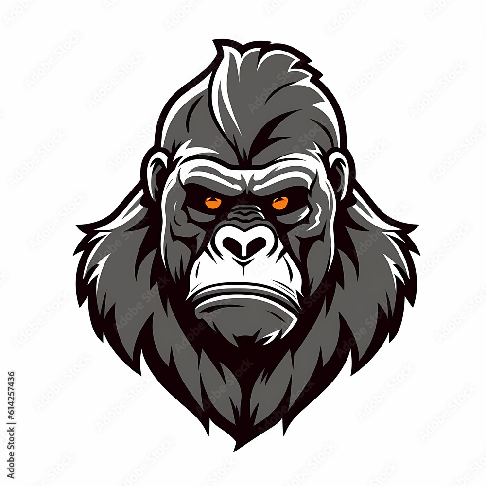Gorilla Head Cartoon Illustration