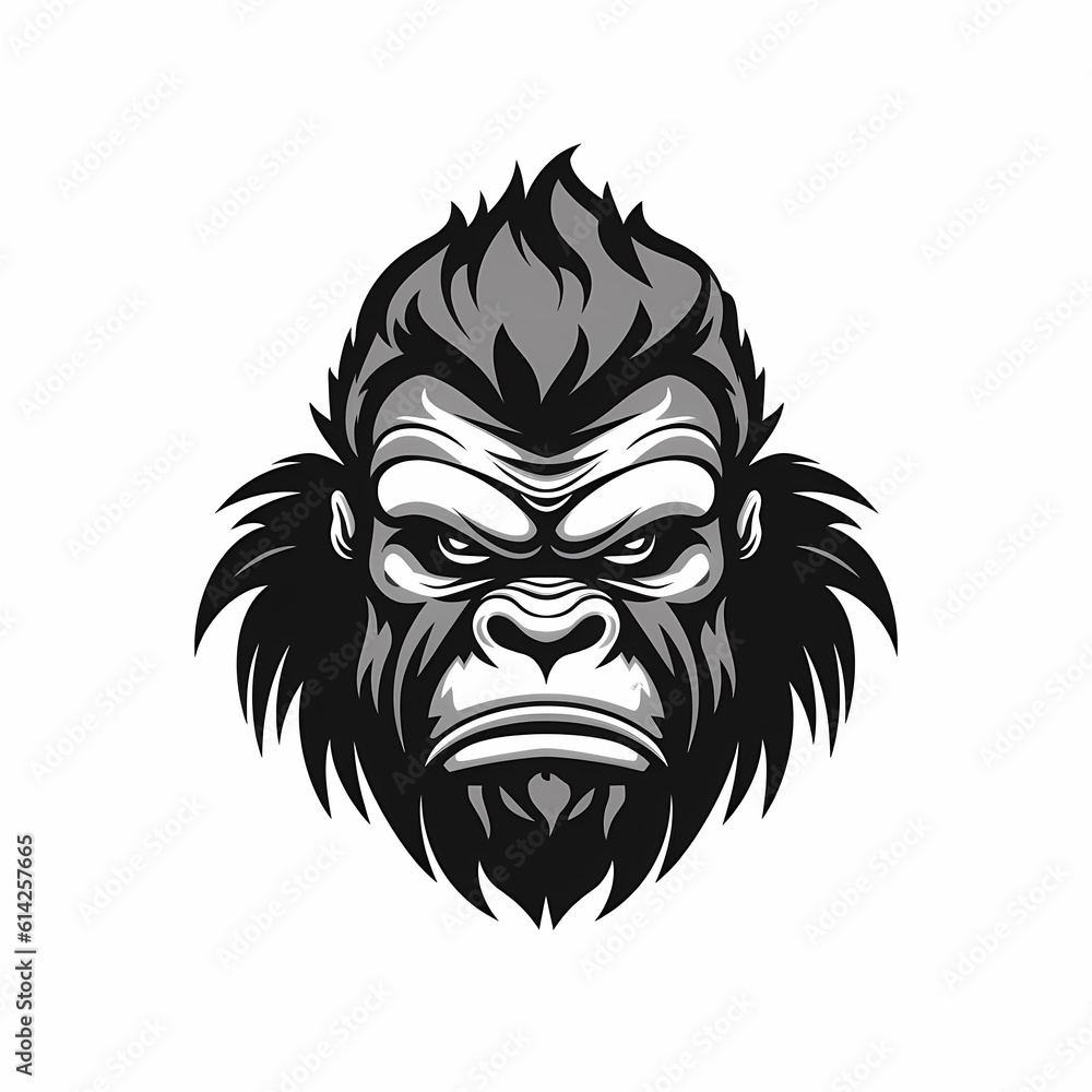 Gorilla Head Cartoon Illustration