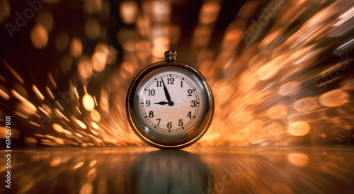 Time is running out. Concept of time passing too quickly. Clock against bokeh and motion blur background