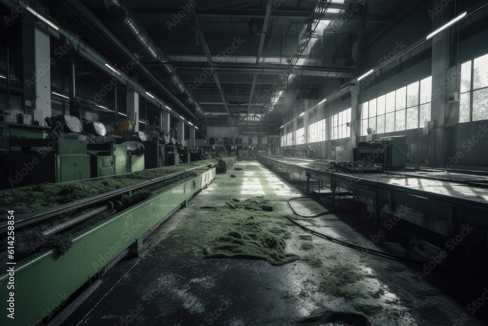 Environmental Safety. Industry Plant for sorting and processing plastic and paper waste. Conveyor assembly line with garbage bottles and packaging. Generation AI Environmental Safety. Industry Plant for sorting and processing plastic and paper waste. Conveyor assembly line with garbage bottles and packaging. Generation AI