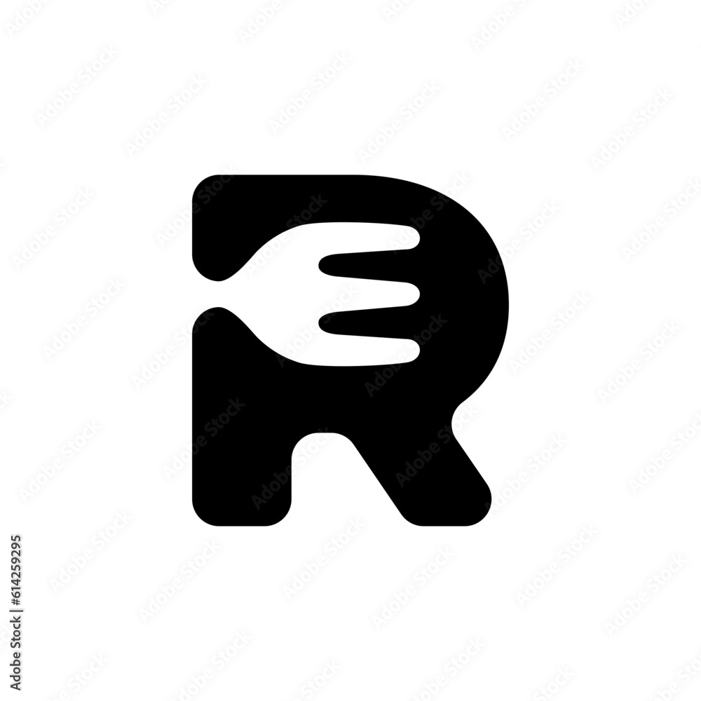 Initial Letter R with fork for Food Restaurant Logo Design Inspiration Initial Letter R with fork for Food Restaurant Logo Design Inspiration