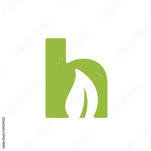 Green Initial letter h nature leaf logo design vector