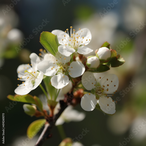 White Blossom, Leaves, and Blossoming Fruit, Emphasis on Light and Shadow, Nature-Inspired Imagery 