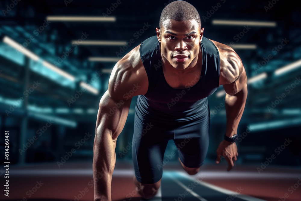 Professional runner on a track. Generative AI Professional runner on a track. Generative AI