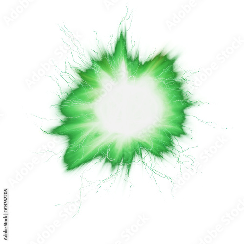 Green glowing fireball lightning plasma energy, Energy Charge, Static Electricity Lightning