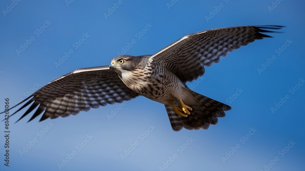 Fototapeta premium Accipiter is flying in the blue sky. Generative AI