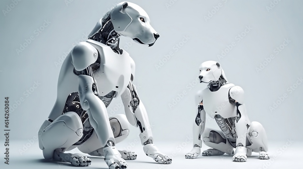 Fototapeta premium Robot dog on a white background. Generative AI