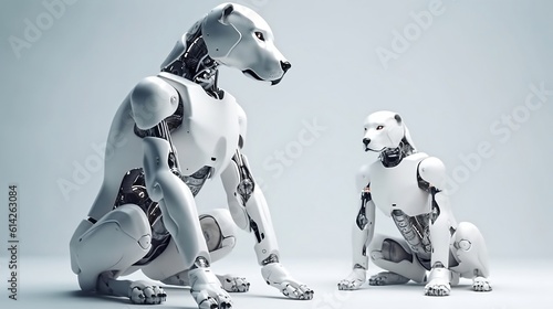 Robot dog on a white background. Generative AI