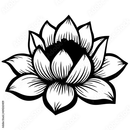 black and white lotus flower